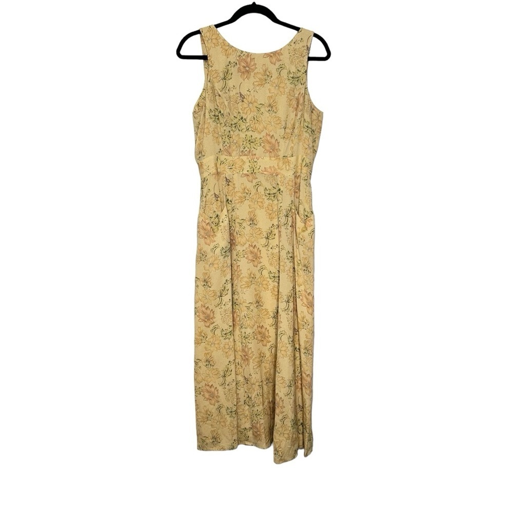 YL by Yair Pale Yellow Floral Silk Sleeveless Maxi Dress Sz 10